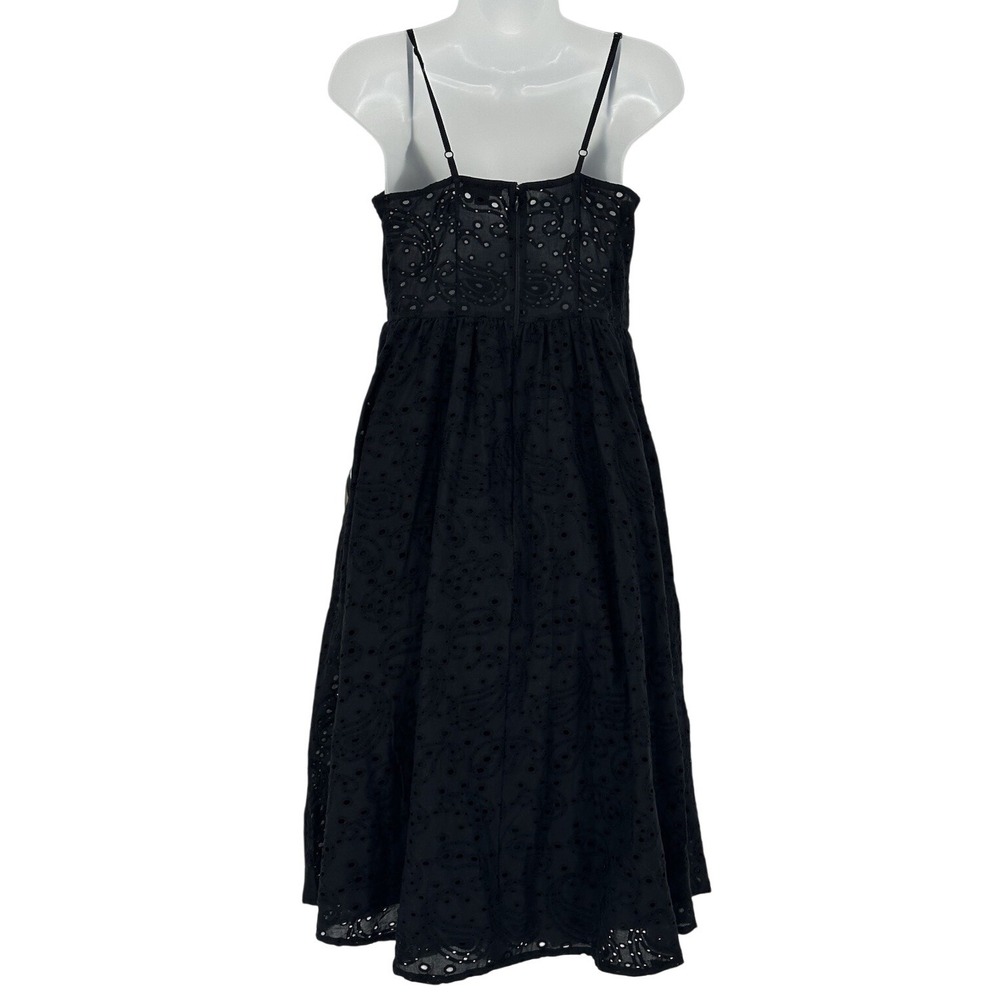 Venus Sz 4 Black Eyelet Sleeveless Lined Midi Dress 100%‎ Cotton Quiet Luxury - Picture 2 of 7